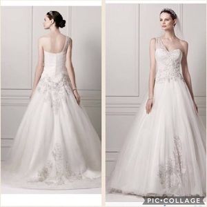 Oleg Cassini One Shoulder Tulle Ball Gown